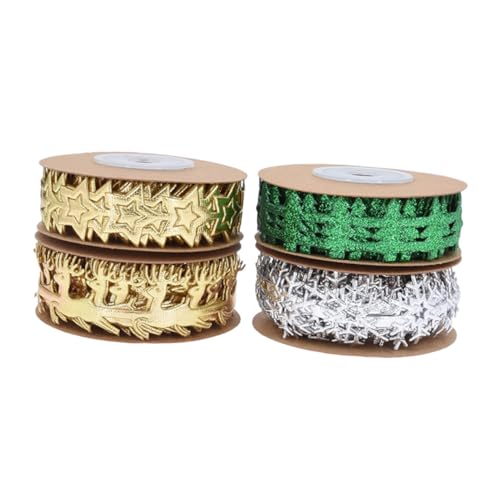 Operitacx 4 Rollen Weihnachts-dekorationsband mit Geprägten Schneeflocken und Rentier-motiven Glitter-geschenkband für DIY Verpackung Schleifen Kränze Sträuße und Weihnachtsbaum Verzierung Operitacx 4 Rollen Weihnachts-dekorationsband mit Geprägten Schneeflocken und Rentier-motiven Glitter-geschenkband für DIY Verpackung Schleifen Kränze Sträuße und Weihnachtsbaum Verzierung von Operitacx