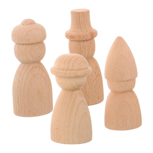 Operitacx 4 Stück Diy Holzpuppen Unlackierte Holzfiguren zum Bemalen Handwerk für Glatte Oberfläche für Sicheres Gestalten für Besondere Anlässe von Operitacx