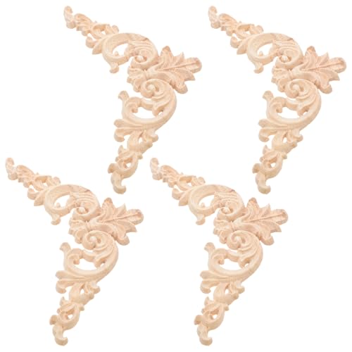 Operitacx 4 Stück Holzapplikationen für Möbel Unlackierte Geschnitzte Blumenornamente für Bett Schrank Tür Kommode Diy Möbeldekoration im Europäischen Stil Operitacx 4 Stück Holzapplikationen für Möbel Unlackierte Geschnitzte Blumenornamente für Bett Schrank Tür Kommode Diy Möbeldekoration im Europäischen Stil von Operitacx