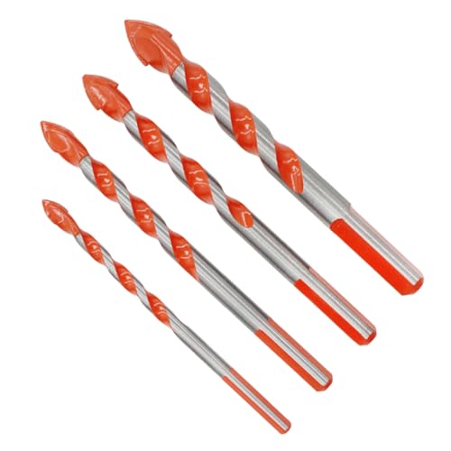Operitacx 4 Stück Lochöffner-Set kunststoffbohrer hand bohrer DIY Bohrer vollhartmetallbohrer Bohrer für Metall Porzellan Mauerwerk Wand Bohrer mit Hartmetallspitze Dreiecksbohrer Orange von Operitacx