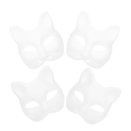 Operitacx 4 Stück Pappmaché-Masken Unbemalte Halloween-Katzen- Und Fuchsmasken Weiße Masken Für Halloweenkostüme Cosplay-Accessoires Operitacx 4 Stück Pappmaché-Masken Unbemalte Halloween-Katzen- Und Fuchsmasken Weiße Masken Für Halloweenkostüme Cosplay-Accessoires von Operitacx