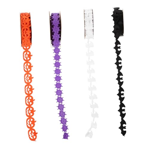 Operitacx 4 Stück Teiliges Halloween Geschenkband Set mit Fledermaus Geist Kürbis und Spinnennetz Motiven Prägung DIY Bastelband für Kranzherstellung Geschenkverpackung und Halloween Operitacx 4 Stück Teiliges Halloween Geschenkband Set mit Fledermaus Geist Kürbis und Spinnennetz Motiven Prägung DIY Bastelband für Kranzherstellung Geschenkverpackung und Halloween von Operitacx