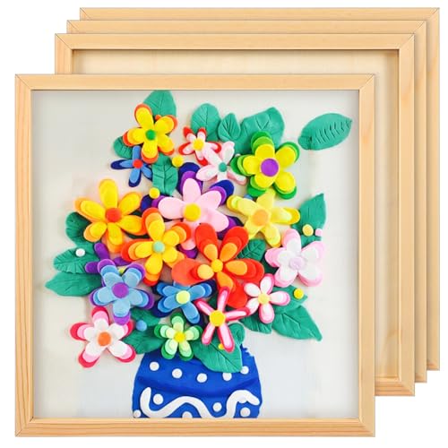 Operitacx 4 x Holztafeln, 30 x 30 cm, unlackierter Holz-Leinwandrahmen zum Malen, Gießen, Wand- und Tischdisplay von Operitacx