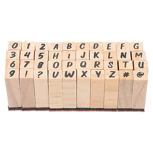 Operitacx 40 StüCk Buchstaben Stempel Set, Holzstempel Alphabet Stempel Buchstaben Zahlenstempel Zahlen Und Symbole, Stempelset Buchstaben FüR Kunst Kartenplaner von Operitacx