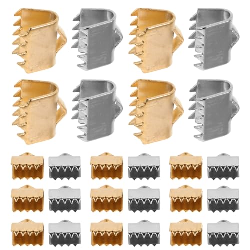 Operitacx 40 Stück Endverschlüsse Crimp Endkappen Für Kordeln Bandkappen Clip Für DIY Schlüsselanhänger Hardware Schmuckherstellung Weste Zubehör Schnallen von Operitacx