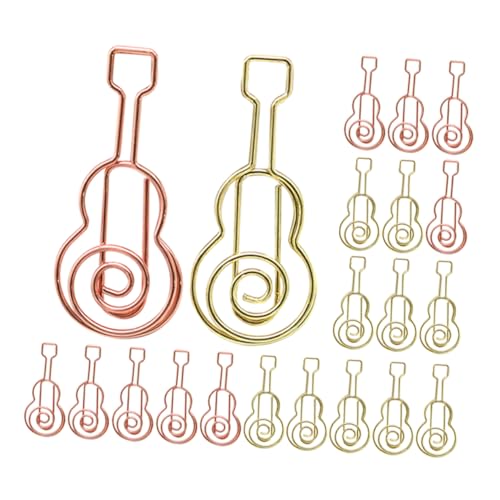 Operitacx 40 Stück Gitarren-Büroklammer Lehrerzubehör Musikbuchclip rosa Papierklammern kawaii schulmaterial Papierklemmen Roségoldpapier Clips Büroklammern gefärbt Mini-Bindeklammern Metall von Operitacx