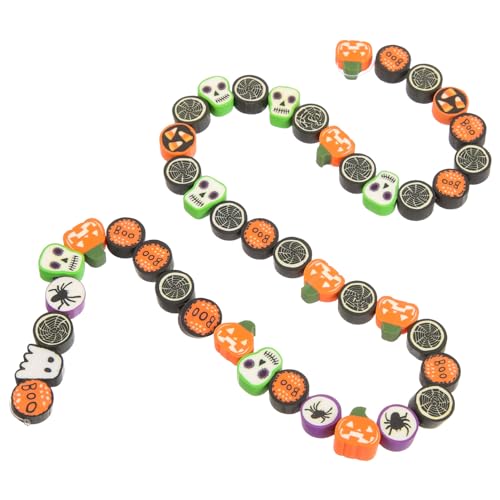 Operitacx 40 Stück Halloween-Perlen Aus Polymer-Ton Für Armbänder Gruselige Geister-Kürbis- -Perlen Zum Basteln Von Armbändern Und Halsketten Operitacx 40 Stück Halloween-Perlen Aus Polymer-Ton Für Armbänder Gruselige Geister-Kürbis- -Perlen Zum Basteln Von Armbändern Und Halsketten von Operitacx
