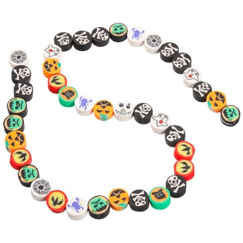 Operitacx 40 Stück Halloween-Perlen Aus Polymer-Ton Für Armbänder Gruselige Geister-Kürbis- -Perlen Zum Basteln Von Armbändern Und Halsketten Operitacx 40 Stück Halloween-Perlen Aus Polymer-Ton Für Armbänder Gruselige Geister-Kürbis- -Perlen Zum Basteln Von Armbändern Und Halsketten von Operitacx