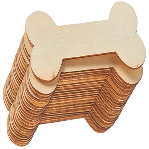 Operitacx 40 Stück Teiliges Unbemalter Holzstücke in Hundeknochenform Vielseitige DIY Holzscheiben zum Bemalen und Basteln Naturbelassene Holzfiguren für Kreative Heimdekoration und von Operitacx