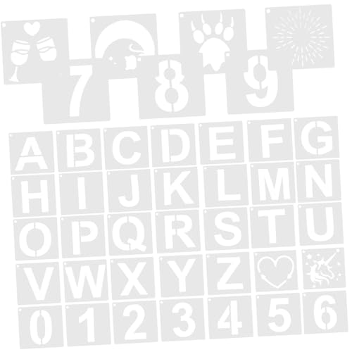 Operitacx 42 Stück Teiliges Stencils Buchstaben und Zahlen Wiederverwendbare Malvorlagen für Holz DIY Basteln Flexible Leichte Schablonen für Wand Scrapbook und Bastelprojekte von Operitacx