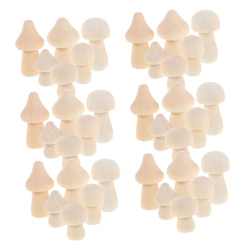 Operitacx 42 Stück Teiliges Unbemalte Mini Holzpilze Naturbelassene Diy Bastelpilze zum Bemalen Kreative Tisch und Regaldekoration Leichte Holzfiguren für Diy Projekte und Heimdekoration von Operitacx