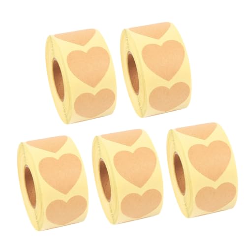 Operitacx 5 Rollen Kraftpapier Aufkleber DIY Geschenketiketten Selbstklebend Blanko Aufkleber für Geschenke Verpackung Scrapbooking Party Naturbraun von Operitacx