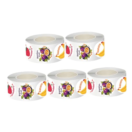 Operitacx 5 Rollen Obst Aufkleber Selbstklebend Runde Lebensmittel Etiketten Bunte Fruchtmotive Für Vorratsbehälter Scrapbooking Für Küche Verpackung Operitacx 5 Rollen Obst Aufkleber Selbstklebend Runde Lebensmittel Etiketten Bunte Fruchtmotive Für Vorratsbehälter Scrapbooking Für Küche Verpackung von Operitacx