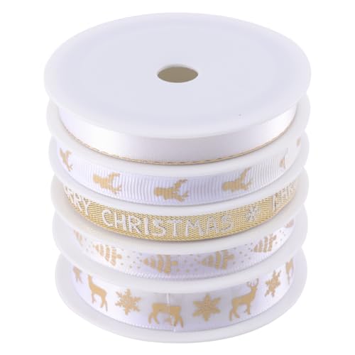 Operitacx 5 Rollen Schleifenband Weihnachten, 25m Christmas Ribbon 0,6 cm ~ 1,5 cm Breit, Satinband Weihnachten Geschenkband Weihnachten für Weihnachtsdekoration Operitacx 5 Rollen Schleifenband Weihnachten, 25m Christmas Ribbon 0,6 cm ~ 1,5 cm Breit, Satinband Weihnachten Geschenkband Weihnachten für Weihnachtsdekoration von Operitacx