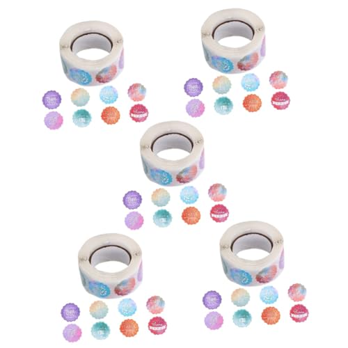 Operitacx 5 Rollen Selbstklebende Dankeschön Etiketten Rundaufkleber für Backen Verpackung und Umschläge Versiegeln von Geschenken und Karten von Operitacx