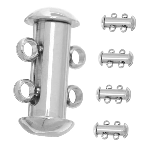 Operitacx 5 Stück Doppelte Verschlüsse aus Edelstahl für Halsketten und Armbänder Langlebige Mehrlagige Schmuckverbinder Sicherer Verschluss für DIY Schmuckprojekte und Tägliche Verwendung von Operitacx
