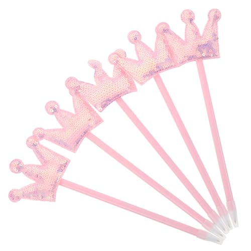 Operitacx 5 Stück Glitzer-kugelschreiber mit Prinzessin-krone Funkelnde Gel-tinte Einzigartiges Design für Mädchen und Frauen Kreative Schreibstifte für Schule Büro Halloween Partyevents von Operitacx