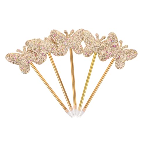 Operitacx 5 Stück Teiliges Glitzer-schmetterlings-kugelschreiber Dekorative Schreibstifte mit Sanfter Tinte Vielseitig für Schule Büro Party-geschenke Kawaii Design für Erwachsene und von Operitacx