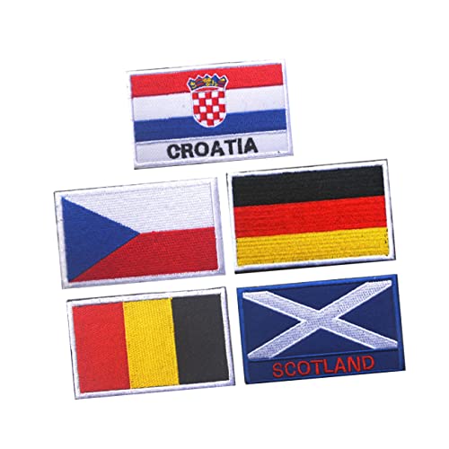 Operitacx 5 Stück Teiliges Nationalflaggen Patch Besticktem mit Sportliche Dekoration für Armbänder für Kleidung Taschen und Diy Projekte Deutschland Tschechische Schottland Belgien von Operitacx