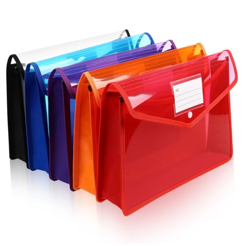 Operitacx 5 Stück Teiliges Transparente Kunststoff Ordner mit Knopfverschluss Farbige Brieftaschen mit Großer Kapazität und Etikettentasche Robuste Dokumentenmappe für Büro und Zuhause Operitacx 5 Stück Teiliges Transparente Kunststoff Ordner mit Knopfverschluss Farbige Brieftaschen mit Großer Kapazität und Etikettentasche Robuste Dokumentenmappe für Büro und Zuhause von Operitacx