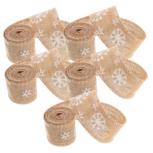 Operitacx 5 Stück Teiliges Weihnachts Packband aus Leinen mit Schneeflockenmuster Lang Bedrucktes Geschenkband für Festliche Verpackungen Basteln und Dekoration zu Weihnachten Operitacx 5 Stück Teiliges Weihnachts Packband aus Leinen mit Schneeflockenmuster Lang Bedrucktes Geschenkband für Festliche Verpackungen Basteln und Dekoration zu Weihnachten von Operitacx