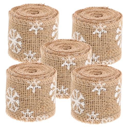 Operitacx 5 Stück Teiliges Weihnachtsgeschenkband aus Leinen mit Schneeflockenmuster Bedrucktes Dekoband für Geschenkverpackung DIY Weihnachtsgirlande und Schleifenband Weihnachten Operitacx 5 Stück Teiliges Weihnachtsgeschenkband aus Leinen mit Schneeflockenmuster Bedrucktes Dekoband für Geschenkverpackung DIY Weihnachtsgirlande und Schleifenband Weihnachten von Operitacx