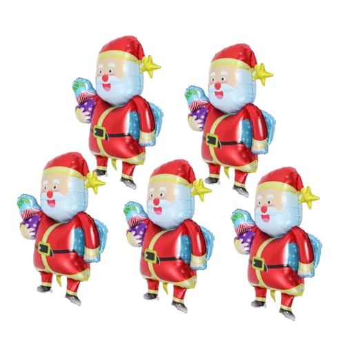 Operitacx 5 Stück Weihnachtsmann Luftballon Folienballons Dekorative Weihnachtsdeko für Festliche Anlässe Aluminium Folienballons für Weihnachtsbaum und Fotos Langlebig und Vielseitig von Operitacx