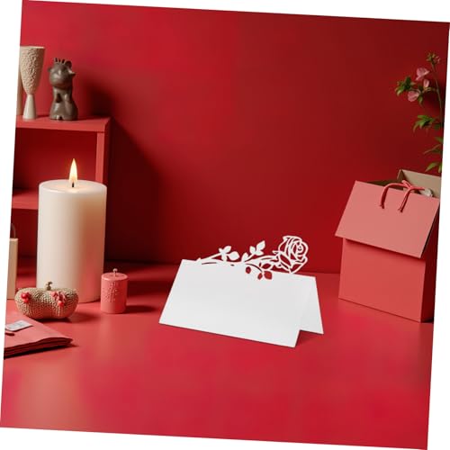 Operitacx 50 Stück Hochzeits Tischkarten mit Rosenmotiv Bedruckbar und Beschreibbar Stabile Namenskarten für Hochzeitseinladungen Tischdekoration bei Hochzeiten und Festlichen Dinnern von Operitacx