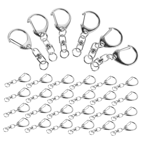 Operitacx 50 Stück Langlebige Metall Drehkarabiner Schlüsselanhänger Clips mit Federdruckverschluss Drehbare Kleine D-ringe aus Legiertem Material für DIY Schmuck Taschen Schlüsselbund von Operitacx