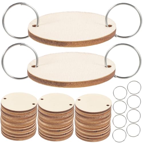 Operitacx 50 Stück Runde Holzscheiben mit Eisendrahtringen für Geburtstagskalender Diy Holzplakette Wanddeko Natürliche Holzscheiben für Familien Erinnerung an Wichtige Tage von Operitacx