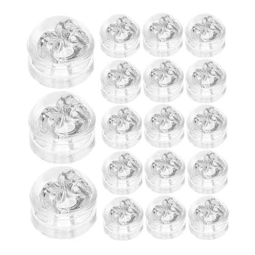 Operitacx 50 Stück Silikon Ohrstecker Verschluss Ersatz Langlebige Metallsicherungen Flexibler Transparenter Stopper für Damen und Herren Komfortable Passform Silberfarbene Hamburger von Operitacx