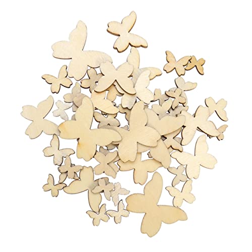 Operitacx 50 Stück Teiliges Holzdeko Schmetterlinge Naturholz Holzplättchen zum Basteln Bemalen Verzieren für DIY Hochzeit Party Scrapbooking von Operitacx