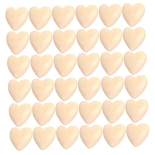 Operitacx 50 Stück Unbehandelte Holzherz Perlen mit Naturholz Lose Perlen für Valentinstag DIY Schmuck Armbänder Halsketten Bastelmaterial Bemalbare Herzperlen für Kreative Girlanden von Operitacx