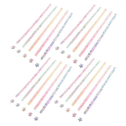 Operitacx 500 Stück Origami Papier Metallic Glitter Sternstreifen mit Goldfolie Fluoreszierende Leicht Faltbare Sternpapierstreifen für Basteln Partys Schulaktivitäten und Dekoration von Operitacx
