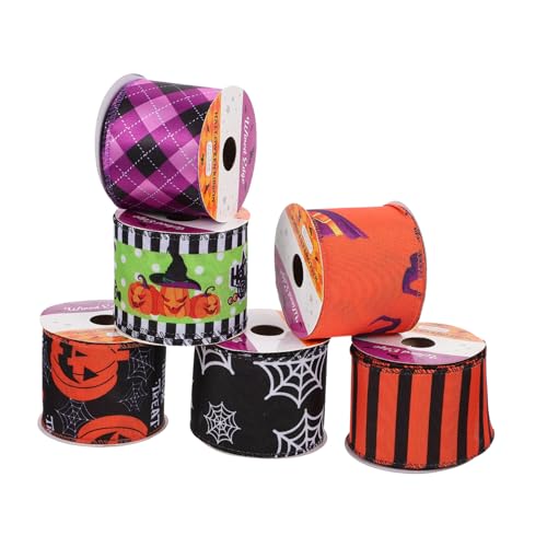 Operitacx 6 Rollen Halloween Band Halloween Bastelband Geschenkverpackungsband Mit Draht Aufkleber Praktische Halloween Vorräte Dekoration Ripsbänder Zum Basteln Bündel Polyester Operitacx 6 Rollen Halloween Band Halloween Bastelband Geschenkverpackungsband Mit Draht Aufkleber Praktische Halloween Vorräte Dekoration Ripsbänder Zum Basteln Bündel Polyester von Operitacx
