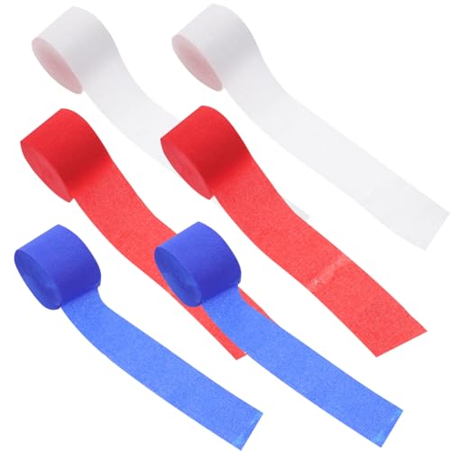 Operitacx 6 Rollen Krepppapier Bunt 2500 X 4,5 X 0,1 Cm, Crepe Papier Rollen FüR Geburtstage Hochzeiten Babypartys (Weiß + Rot + KöNigsblau) von Operitacx