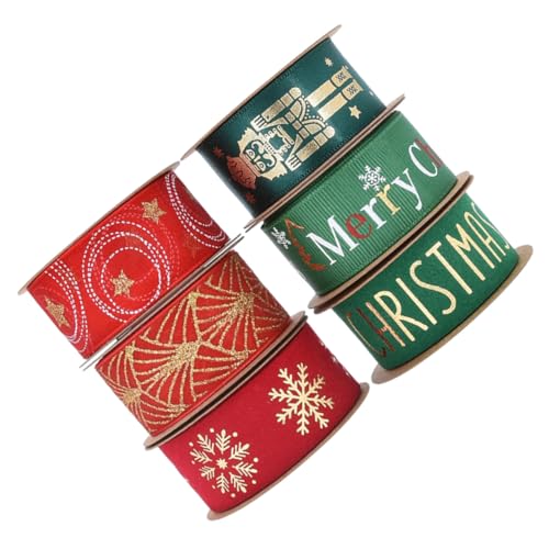 Operitacx 6 Rollen Weihnachtsband Breit Festliche Geschenkverpackung Bastelschleifen und DIY Weihnachtsdeko Vielseitig für Party und Geschenkgestaltung Xmas Craft Supplies von Operitacx