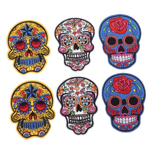 Operitacx 6 Stück Teiliges Bestickte Aufnäher zum Aufnähen Halloween Punk Design Polyester Applikationen für Kleidung Reparatur und Dekoration Operitacx 6 Stück Teiliges Bestickte Aufnäher zum Aufnähen Halloween Punk Design Polyester Applikationen für Kleidung Reparatur und Dekoration von Operitacx