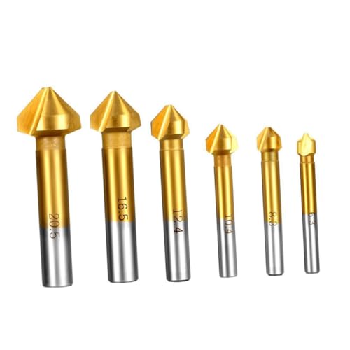 Operitacx 6 Stück Teiliges Chamfer Werkzeug Set Hochhärte Entgratwerkzeug Bohrer mit Sechskantschaft für Kunststoff Aluminium PVC von Operitacx
