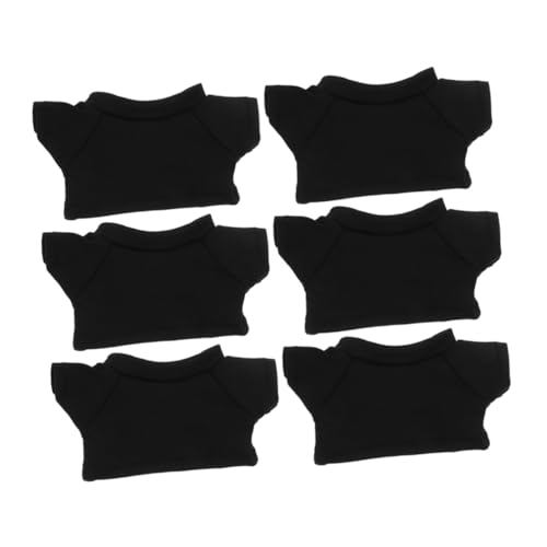 Operitacx 6 Stück Teiliges Schwarzes Bären t Shirt für Stofftiere Weiche Plüschbär Kleidung mit Feiner Verarbeitung Rundhalsausschnitt Vielseitig für DIY Bärenpuppen Baumwollmaterial von Operitacx