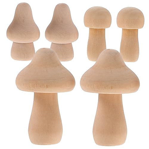 Operitacx 6 Stück Unbehandelte Holzpilze Set für DIY Bastelprojekte Natürliche Holzfiguren zum Bemalen Kreative Deko für Partys und Zuhause für Erwachsene Operitacx 6 Stück Unbehandelte Holzpilze Set für DIY Bastelprojekte Natürliche Holzfiguren zum Bemalen Kreative Deko für Partys und Zuhause für Erwachsene von Operitacx