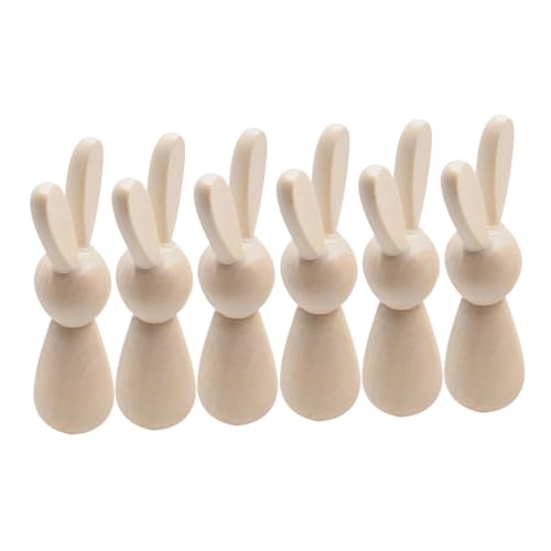 Operitacx 6 Stück Unbemalte Holzkaninchen Figuren für Diy Bastelprojekte Kreative Ostern Dekorationen Robuste und Vielseitige Holzfiguren für Tisch und Gartenverschönerungen von Operitacx