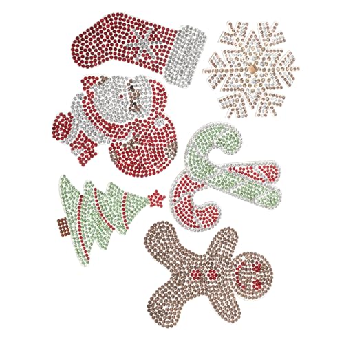 Operitacx 6 Stück Weihnachts Patches mit Strasssteinen Selbstklebende DIY Applikationen für Kleidung Schuhe Rucksäcke Motiv Lebkuchenmann und Weihnachtsbaum Vielseitige Weihnachtsdeko für von Operitacx