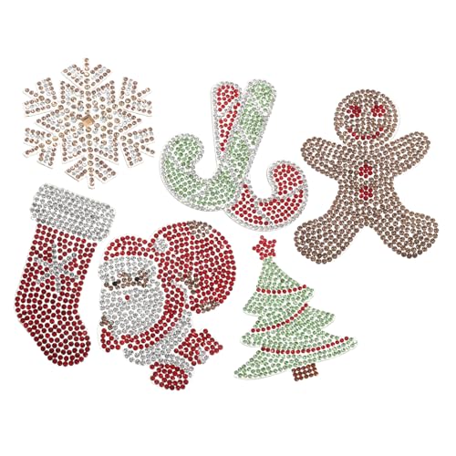 Operitacx 6 Stück Weihnachtsdiamantaufkleber Kleiderverzierungen Strass Für Kleidung Lebkuchen-aufkleber Bastelverzierungen Zum Basteln Anhänger in Weihnachtsform Strasskleberaufkleber von Operitacx