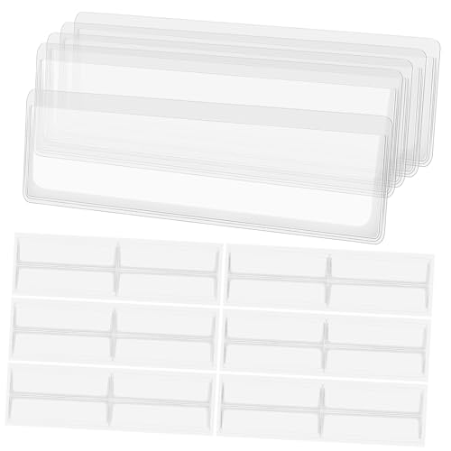 Operitacx 60 Stück Beutel mit selbstklebenden Etiketten Inventarorganisator Ärmel Klassenzimmer Name aufkleber Karteikarten-Organizer klebriger Kartenhalter PVC Transparent von Operitacx