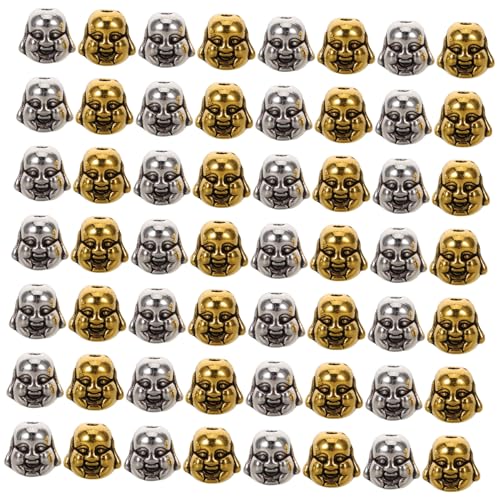 Operitacx 60 Stück Buddha Spacer Beads Vintage Tibetan Gold Alloy Maitreya Charms Metal Spacer Beads For Mala Bracelets Meditation Jewelry Crafting von Operitacx