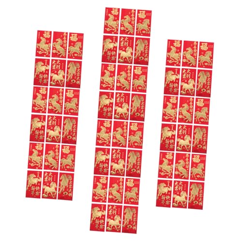 Operitacx 60 Stück Rote Umschläge Jahr Des Pferdes Traditionelle Chinesische Lunar Year Lucky Money Umschläge Praktische Geldbeutel für Neujahrsfeier Hochzeit und Geburtstagsgeschenke von Operitacx