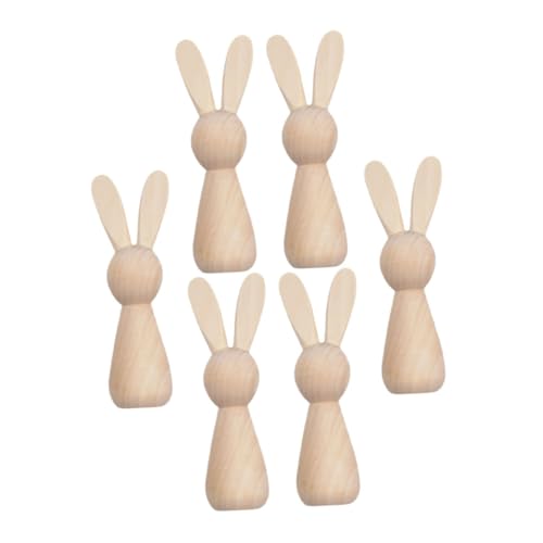Operitacx 6Stücke Unvollendete Holzhasen DIY Malerei Figuren für Osterdekoration Holzkaninchen für Bastelprojekte Tischdeko für Frühling und Osterfeiern von Operitacx