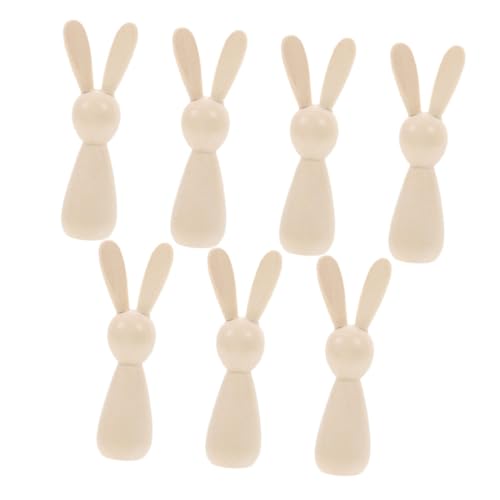 Operitacx 7 Stück Teiliges Diy Holz Hasenfiguren Unbemalte Kleine Holz Hasenstatue Natürliche Handgefertigte Hasen Peg Dolls für Kinderkunstprojekte und Osterdekoration von Operitacx