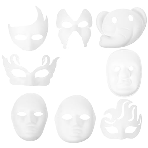Operitacx 8 Stück Pappmaché-Masken Unbemalte Halloween-Maskenmaske Bemalbare Weiße Papiermaske Für Halloweenkostüme Maskenpartys Karneval Künstlerische Projekte Operitacx 8 Stück Pappmaché-Masken Unbemalte Halloween-Maskenmaske Bemalbare Weiße Papiermaske Für Halloweenkostüme Maskenpartys Karneval Künstlerische Projekte von Operitacx